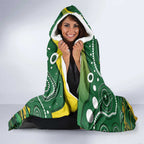Personalised Australia Swimming Hooded Blanket Aussie Dolphin Aboriginal National Color