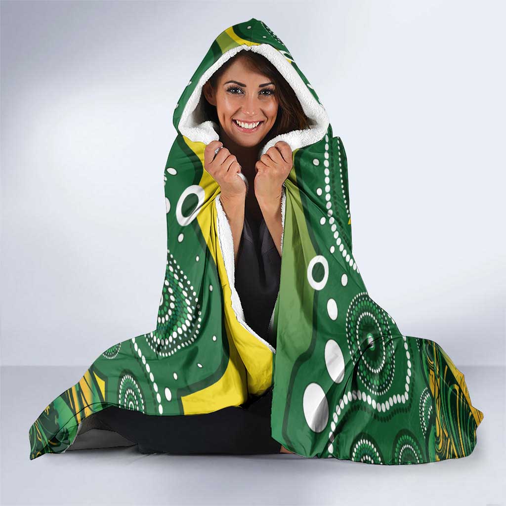 Personalised Australia Swimming Hooded Blanket Aussie Dolphin Aboriginal National Color