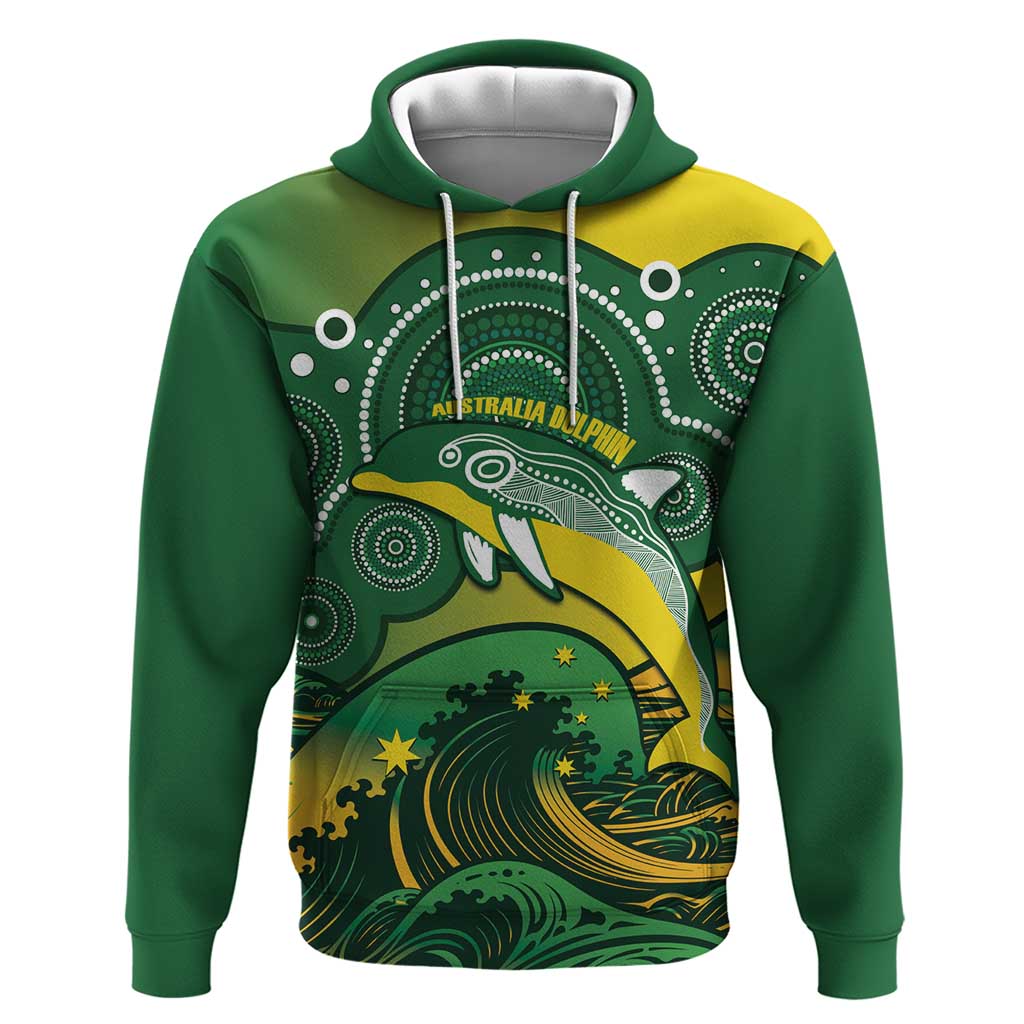 Personalised Australia Swimming Hoodie Aussie Dolphin Aboriginal National Color