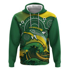 Personalised Australia Swimming Hoodie Aussie Dolphin Aboriginal National Color