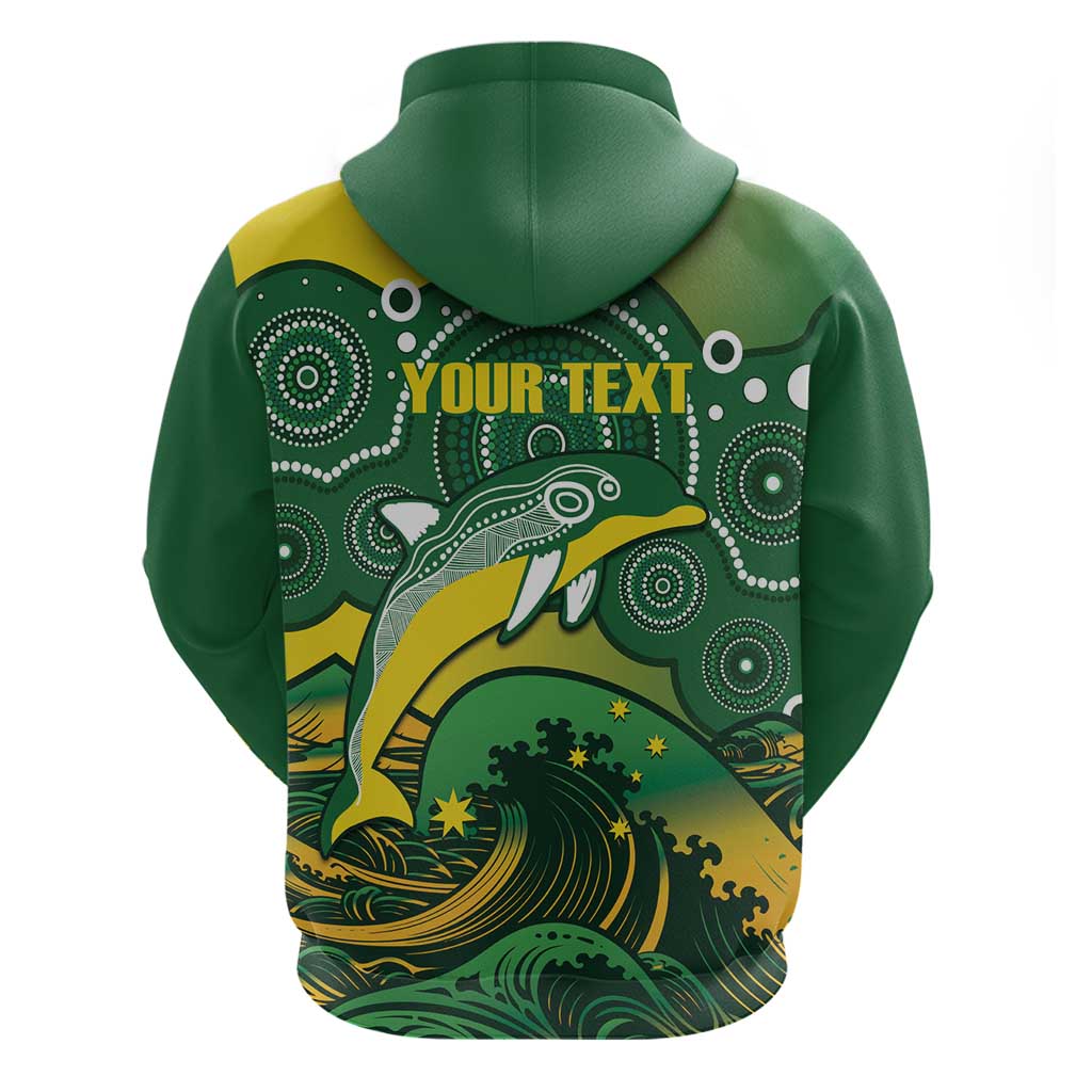 Personalised Australia Swimming Hoodie Aussie Dolphin Aboriginal National Color