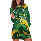 Personalised Australia Swimming Hoodie Dress Aussie Dolphin Aboriginal National Color