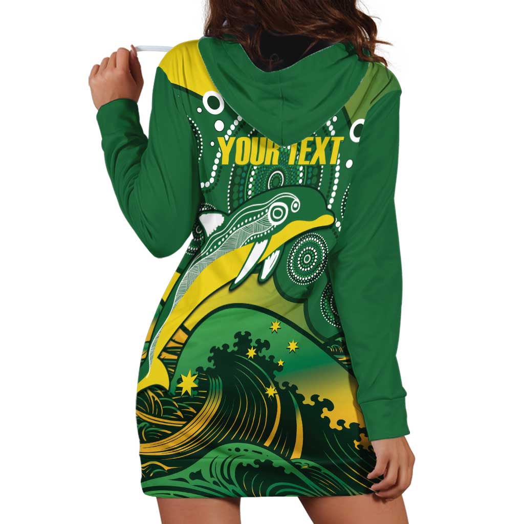 Personalised Australia Swimming Hoodie Dress Aussie Dolphin Aboriginal National Color