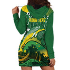 Personalised Australia Swimming Hoodie Dress Aussie Dolphin Aboriginal National Color