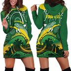 Personalised Australia Swimming Hoodie Dress Aussie Dolphin Aboriginal National Color