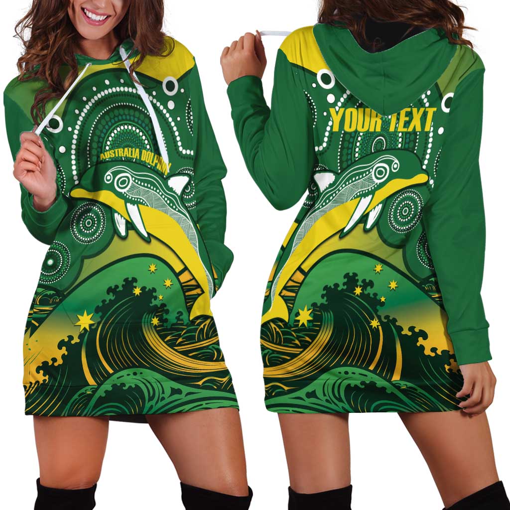 Personalised Australia Swimming Hoodie Dress Aussie Dolphin Aboriginal National Color