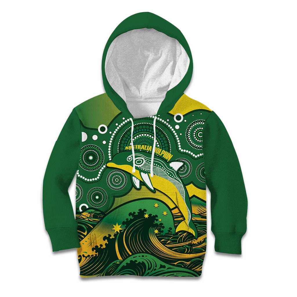 Personalised Australia Swimming Kid Hoodie Aussie Dolphin Aboriginal National Color