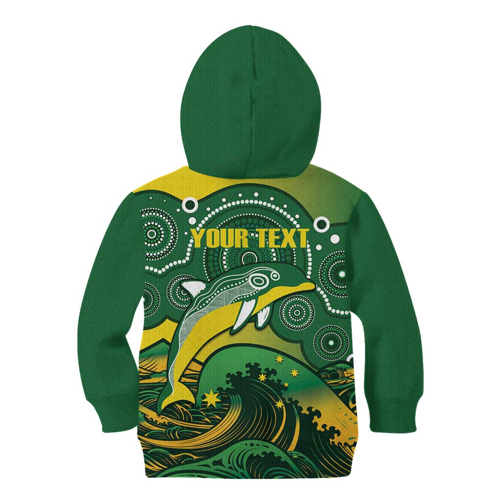 Personalised Australia Swimming Kid Hoodie Aussie Dolphin Aboriginal National Color