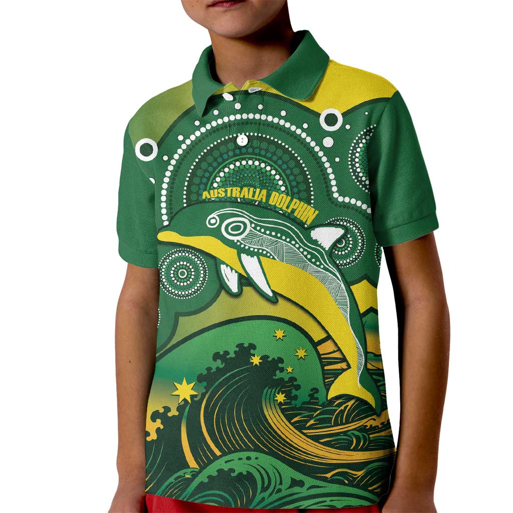 Personalised Australia Swimming Kid Polo Shirt Aussie Dolphin Aboriginal National Color