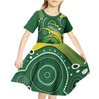 Personalised Australia Swimming Kid Short Sleeve Dress Aussie Dolphin Aboriginal National Color