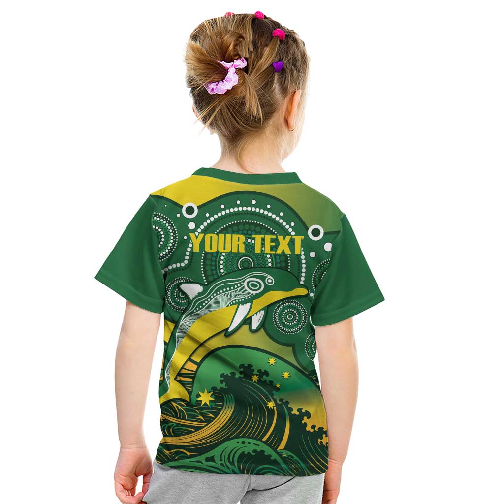 Personalised Australia Swimming Kid T Shirt Aussie Dolphin Aboriginal National Color
