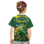 Personalised Australia Swimming Kid T Shirt Aussie Dolphin Aboriginal National Color