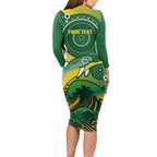 Personalised Australia Swimming Long Sleeve Bodycon Dress Aussie Dolphin Aboriginal National Color