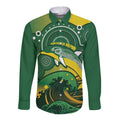Personalised Australia Swimming Long Sleeve Button Shirt Aussie Dolphin Aboriginal National Color
