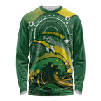 Personalised Australia Swimming Long Sleeve Shirt Aussie Dolphin Aboriginal National Color
