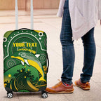 Personalised Australia Swimming Luggage Cover Aussie Dolphin Aboriginal National Color