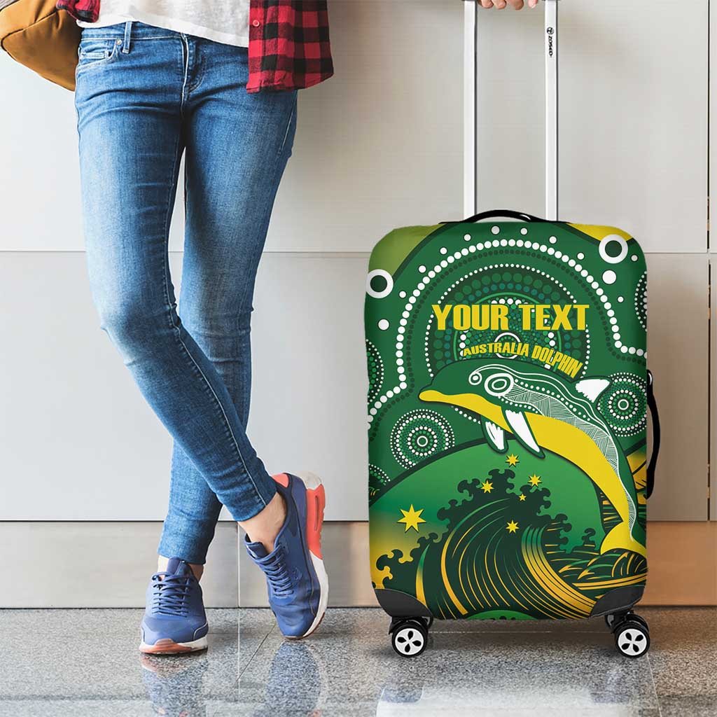 Personalised Australia Swimming Luggage Cover Aussie Dolphin Aboriginal National Color