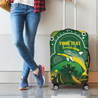 Personalised Australia Swimming Luggage Cover Aussie Dolphin Aboriginal National Color