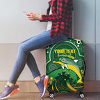 Personalised Australia Swimming Luggage Cover Aussie Dolphin Aboriginal National Color