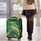 Personalised Australia Swimming Luggage Cover Aussie Dolphin Aboriginal National Color