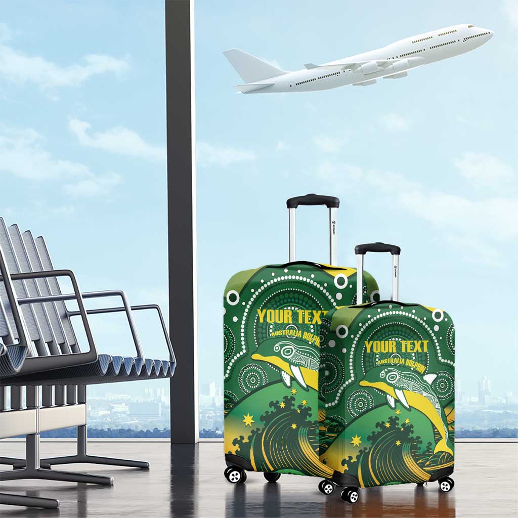 Personalised Australia Swimming Luggage Cover Aussie Dolphin Aboriginal National Color