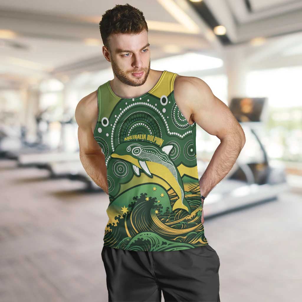 Personalised Australia Swimming Men Tank Top Aussie Dolphin Aboriginal National Color