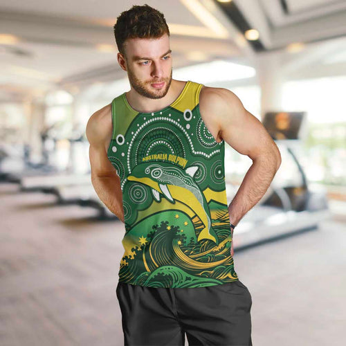 Personalised Australia Swimming Men Tank Top Aussie Dolphin Aboriginal National Color