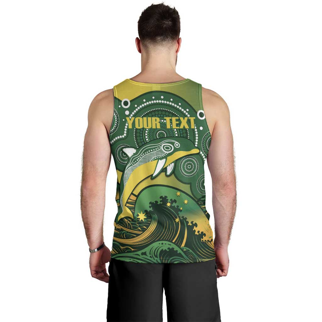 Personalised Australia Swimming Men Tank Top Aussie Dolphin Aboriginal National Color