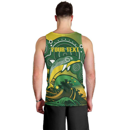 Personalised Australia Swimming Men Tank Top Aussie Dolphin Aboriginal National Color