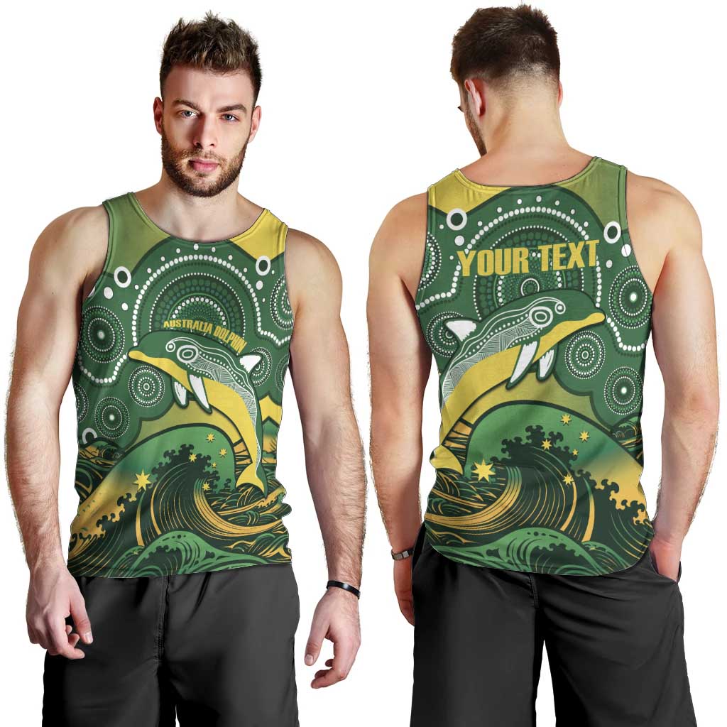 Personalised Australia Swimming Men Tank Top Aussie Dolphin Aboriginal National Color