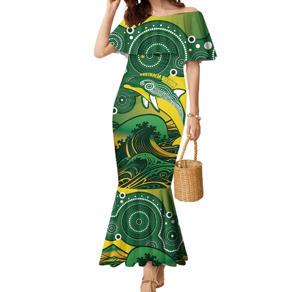 Personalised Australia Swimming Mermaid Dress Aussie Dolphin Aboriginal National Color