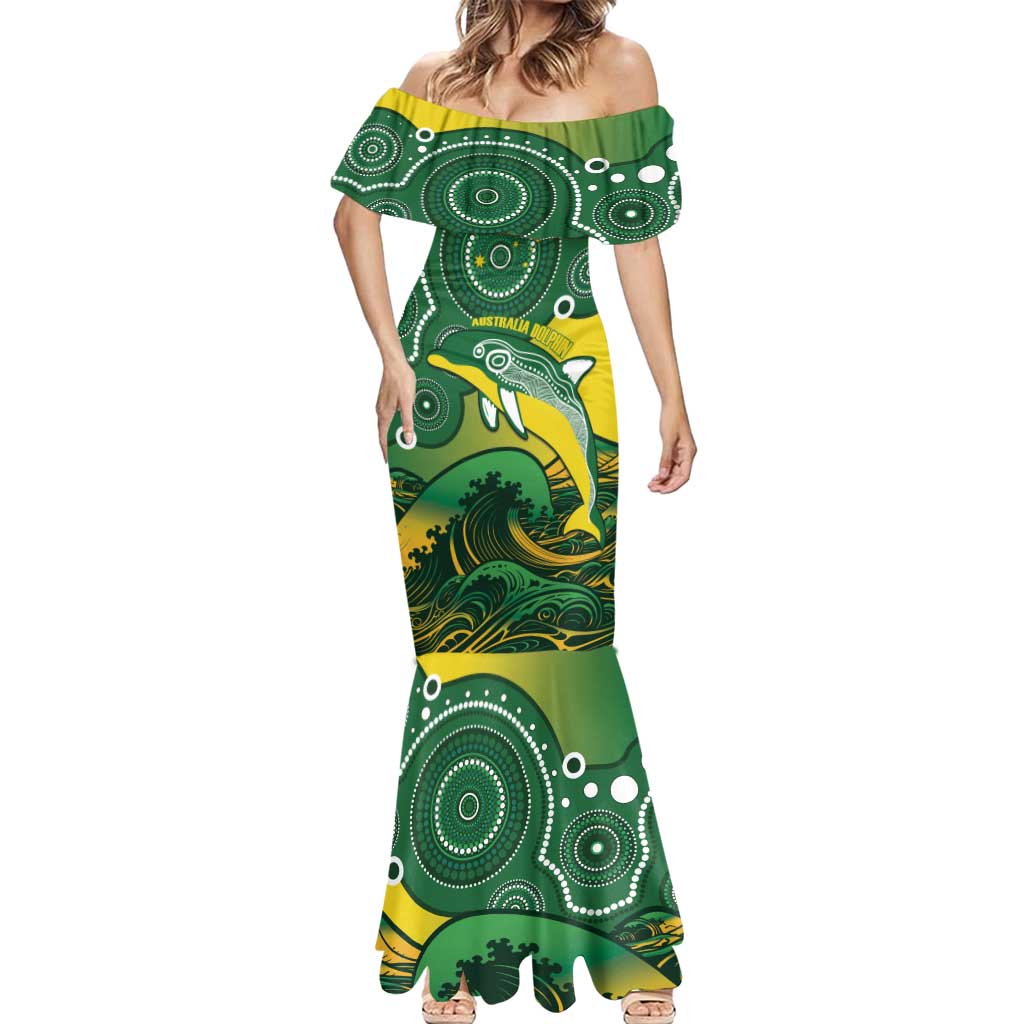 Personalised Australia Swimming Mermaid Dress Aussie Dolphin Aboriginal National Color