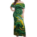 Personalised Australia Swimming Off Shoulder Maxi Dress Aussie Dolphin Aboriginal National Color