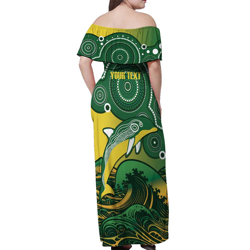 Personalised Australia Swimming Off Shoulder Maxi Dress Aussie Dolphin Aboriginal National Color