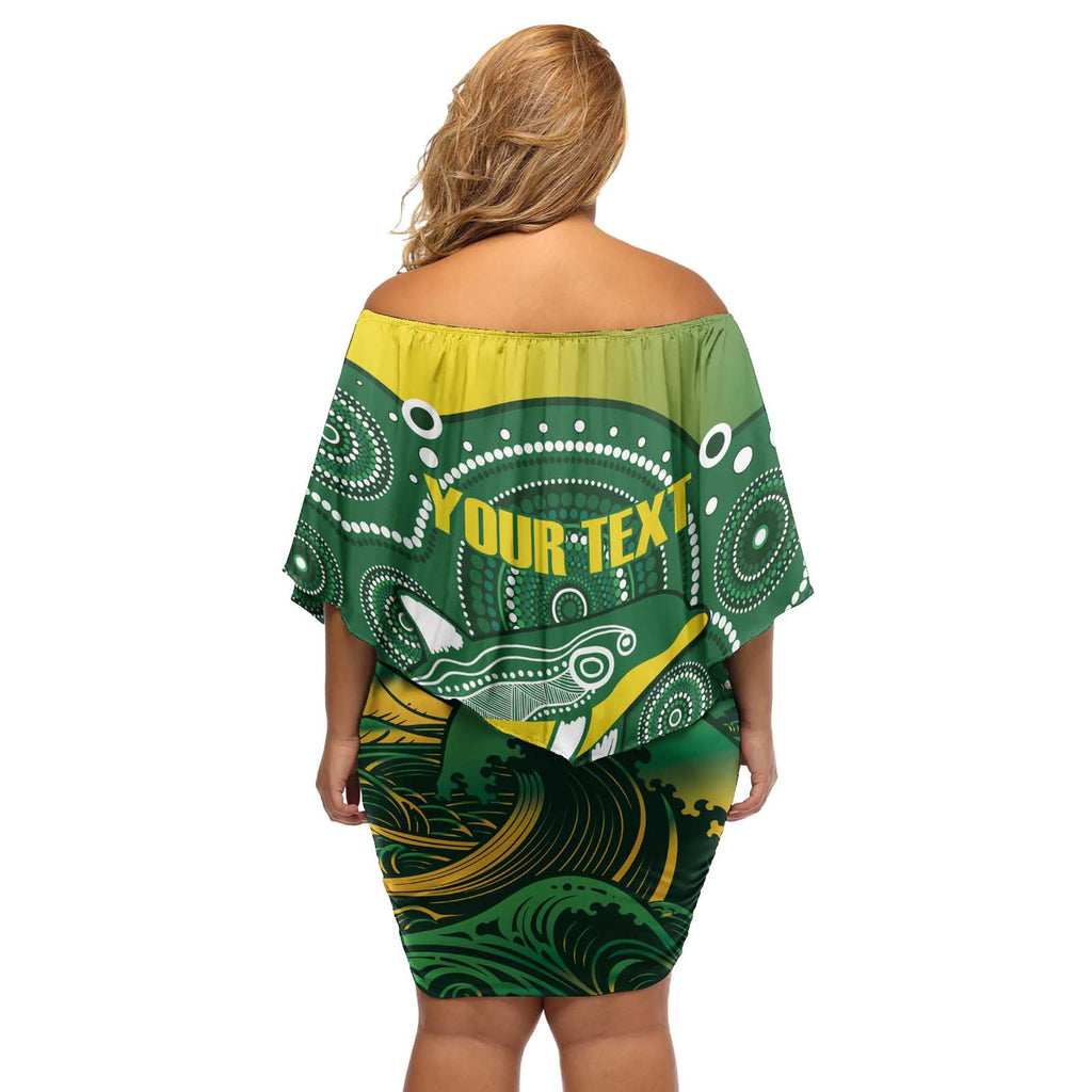 Personalised Australia Swimming Off Shoulder Short Dress Aussie Dolphin Aboriginal National Color
