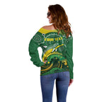 Personalised Australia Swimming Off Shoulder Sweater Aussie Dolphin Aboriginal National Color