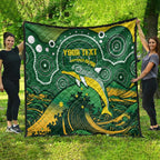 Personalised Australia Swimming Quilt Aussie Dolphin Aboriginal National Color