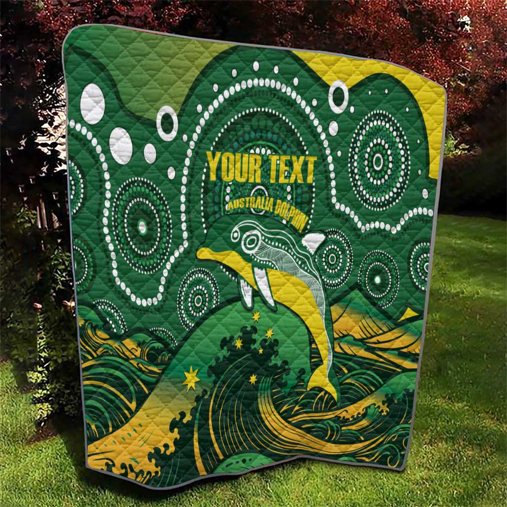 Personalised Australia Swimming Quilt Aussie Dolphin Aboriginal National Color