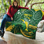 Personalised Australia Swimming Quilt Aussie Dolphin Aboriginal National Color