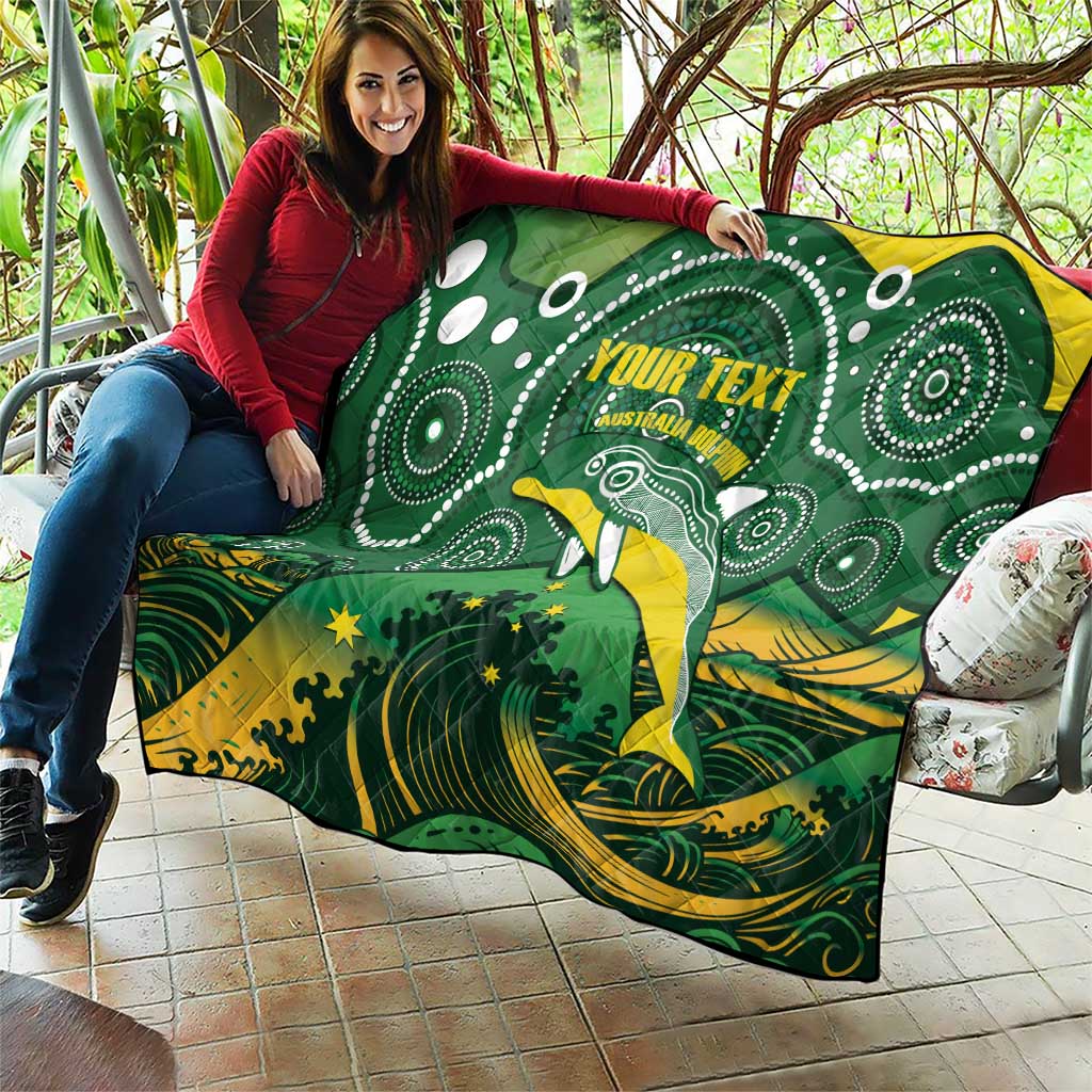 Personalised Australia Swimming Quilt Aussie Dolphin Aboriginal National Color