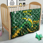 Personalised Australia Swimming Quilt Aussie Dolphin Aboriginal National Color