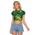 Personalised Australia Swimming Raglan Cropped T Shirt Aussie Dolphin Aboriginal National Color
