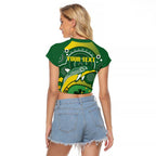 Personalised Australia Swimming Raglan Cropped T Shirt Aussie Dolphin Aboriginal National Color