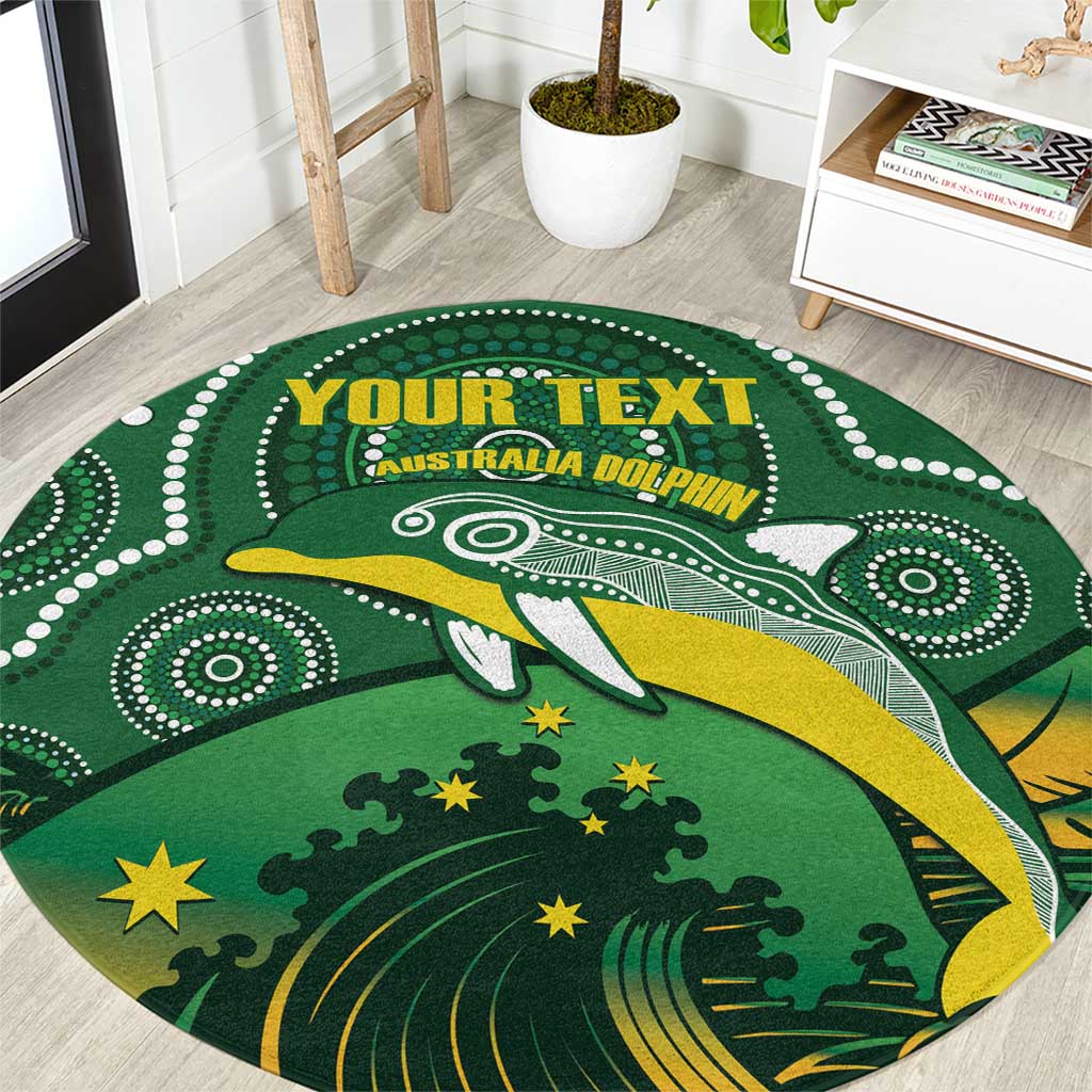 Personalised Australia Swimming Round Carpet Aussie Dolphin Aboriginal National Color
