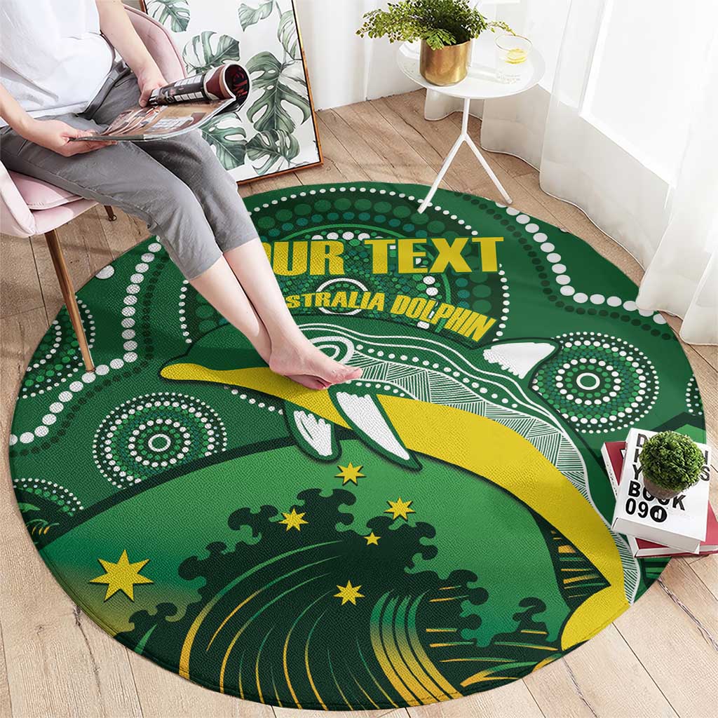 Personalised Australia Swimming Round Carpet Aussie Dolphin Aboriginal National Color