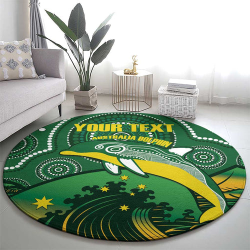 Personalised Australia Swimming Round Carpet Aussie Dolphin Aboriginal National Color