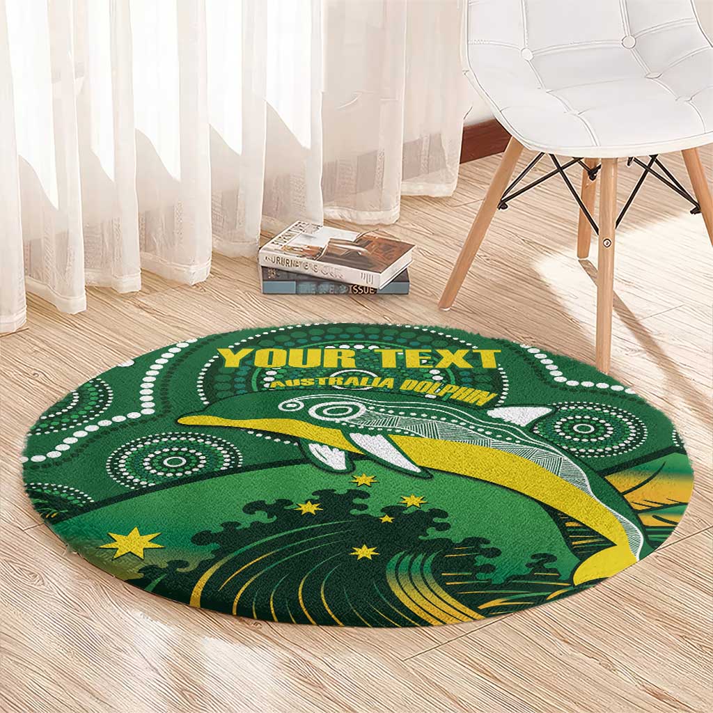 Personalised Australia Swimming Round Carpet Aussie Dolphin Aboriginal National Color