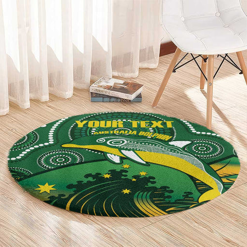 Personalised Australia Swimming Round Carpet Aussie Dolphin Aboriginal National Color