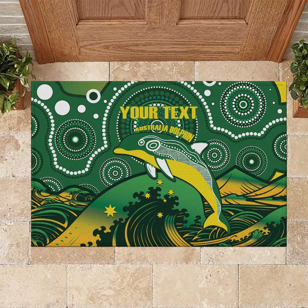 Personalised Australia Swimming Rubber Doormat Aussie Dolphin Aboriginal National Color