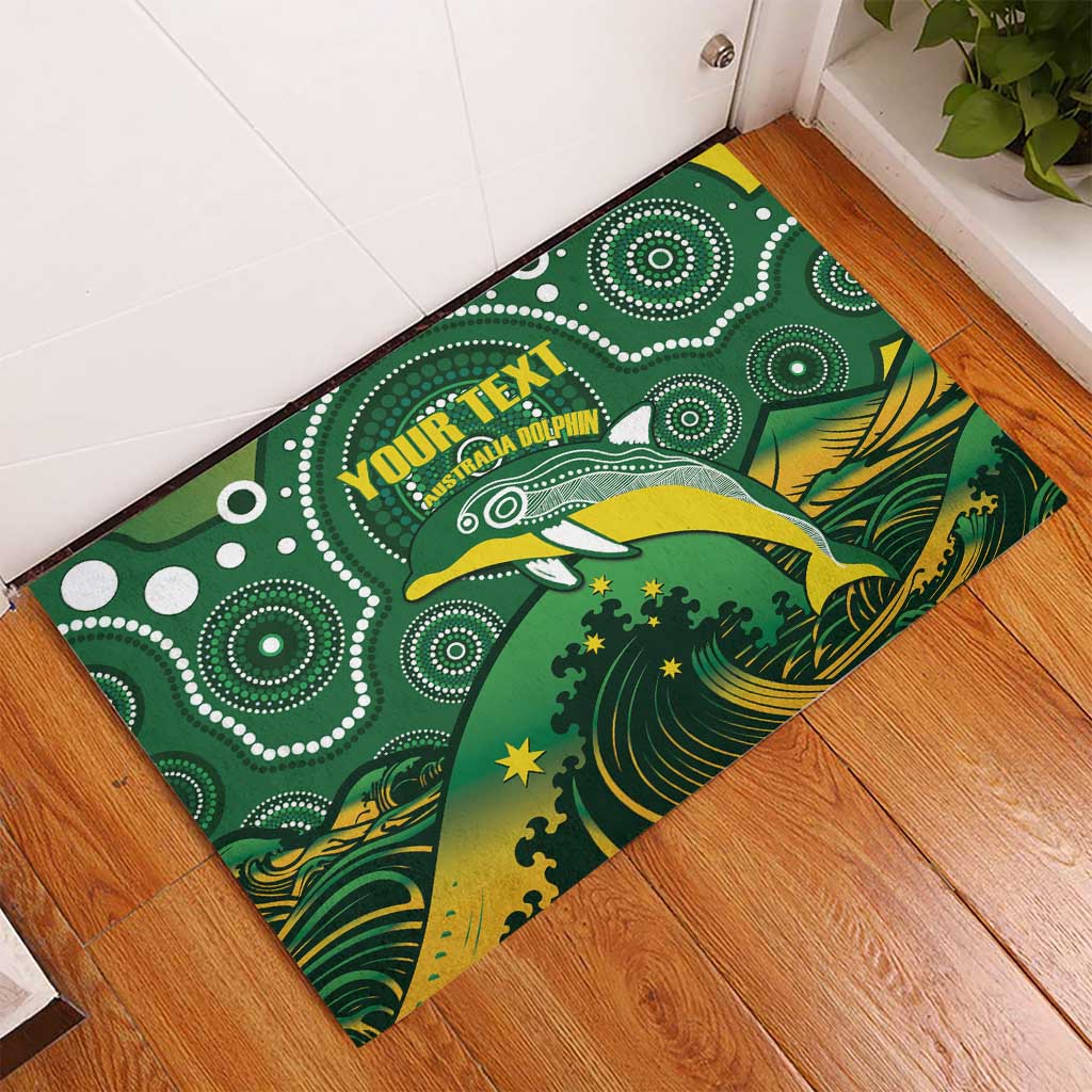 Personalised Australia Swimming Rubber Doormat Aussie Dolphin Aboriginal National Color